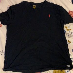 Black V Neck Polo Ralph Lauren Shirt for Men